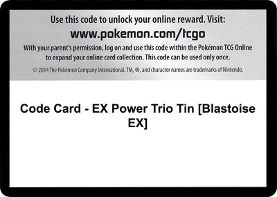 Code Card - EX Power Trio Tin [Blastoise EX] (XY - Furious Fists) (FFI)