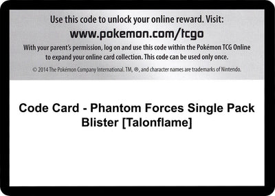 Code Card - Phantom Forces Single Pack Blister [Talonflame] (XY - Phantom Forces) (PHF)