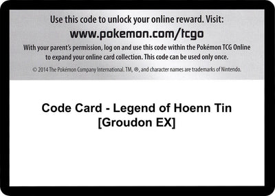 Code Card - Legend of Hoenn Tin [Groudon EX] (XY - Primal Clash) (PRC)