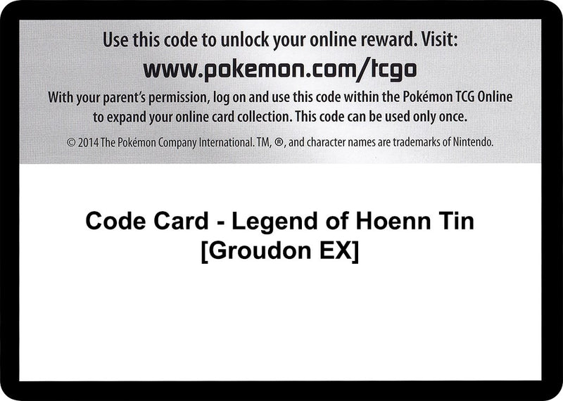 Image for Code Card - Legend of Hoenn Tin [Groudon EX] (XY - Primal Clash) (PRC) - Pokemon