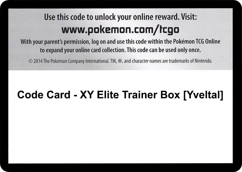 Image for Code Card - XY Elite Trainer Box [Yveltal] (XY Base Set) (XY) - Pokemon