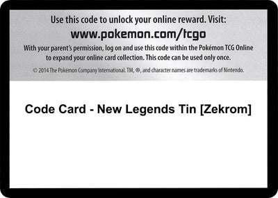 Code Card - New Legends Tin [Zekrom]