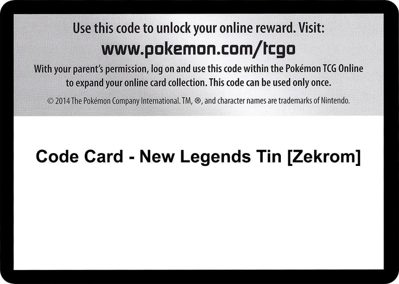 Image for Code Card - New Legends Tin [Zekrom] - Pokemon
