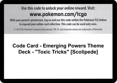 Code Card - Emerging Powers Theme Deck - "Toxic Tricks" [Scolipede]