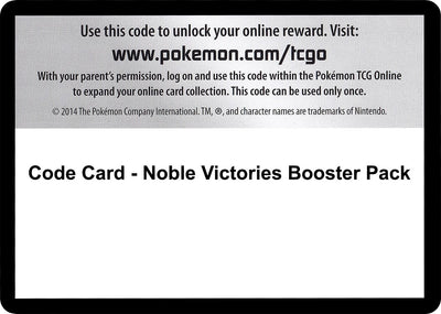 Code Card - Noble Victories Booster Pack (Noble Victories)