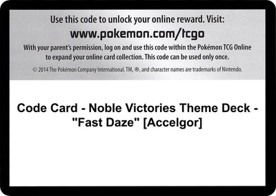 Code Card - Noble Victories Theme Deck - "Fast Daze" [Accelgor] (Noble Victories)