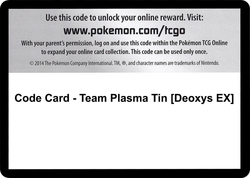 Image for Code Card - Team Plasma Tin [Deoxys EX] (Plasma Blast) - Pokemon
