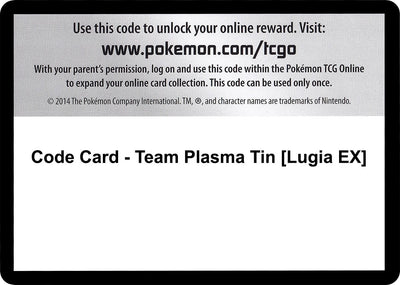 Code Card - Team Plasma Tin [Lugia EX] (Plasma Blast)