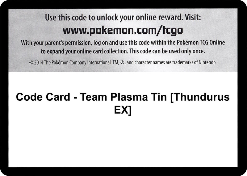 Image for Code Card - Team Plasma Tin [Thundurus EX] (Plasma Blast) - Pokemon