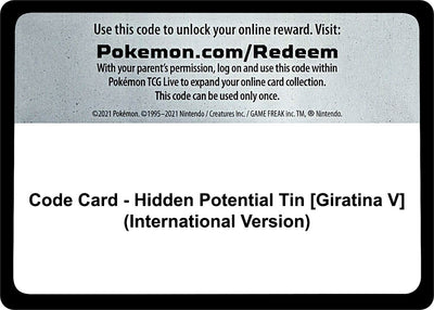 Code Card - Hidden Potential Tin [Giratina V] (International Version)
