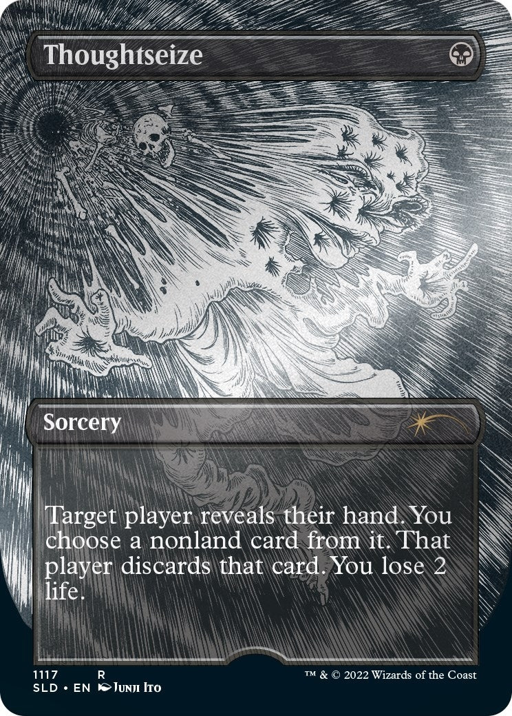 Thoughtseize (Japanese Borderless Etched Foil) [Secret Lair Drop Series]