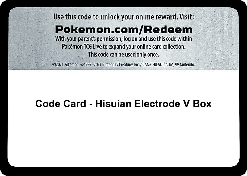 Code Card - Hisuian Electrode V Box