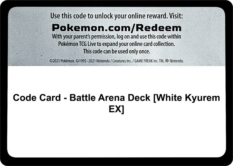 Image for Code Card - Battle Arena Deck [White Kyurem EX] (SM - Guardians Rising) - Pokemon