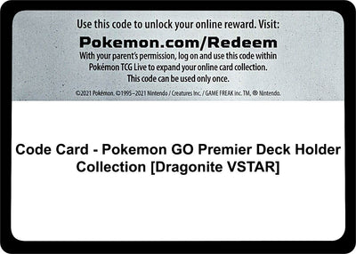 Code Card - Pokemon GO Premier Deck Holder Collection [Dragonite VSTAR] (Pokemon GO)