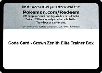 Code Card - Crown Zenith Elite Trainer Box