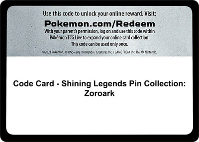 Code Card - Shining Legends Pin Collection: Zoroark (Shining Legends)