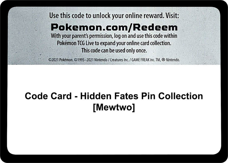 Image for Code Card - Hidden Fates Pin Collection [Mewtwo] - Pokemon