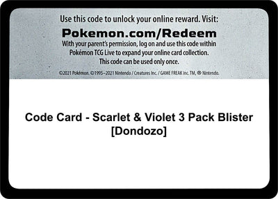 Code Card - Scarlet & Violet 3 Pack Blister [Dondozo] (SV01: Scarlet & Violet Base Set)