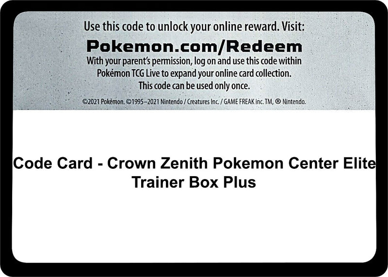 Image for Code Card - Crown Zenith Pokemon Center Elite Trainer Box Plus - Pokemon