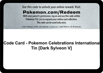 Code Card - Pokemon Celebrations International Tin [Dark Sylveon V] (World Championship Decks)