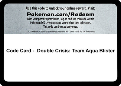 Code Card - Double Crisis: Team Aqua Blister (World Championship Decks)