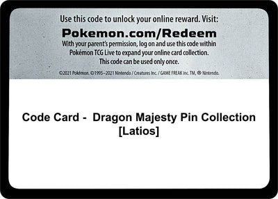 Code Card - Dragon Majesty Pin Collection [Latios] (World Championship Decks)