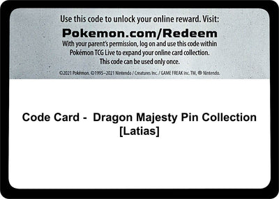 Code Card - Dragon Majesty Pin Collection [Latias] (World Championship Decks)