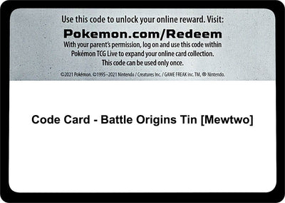 Code Card - Battle Origins Tin [Mewtwo] (World Championship Decks)