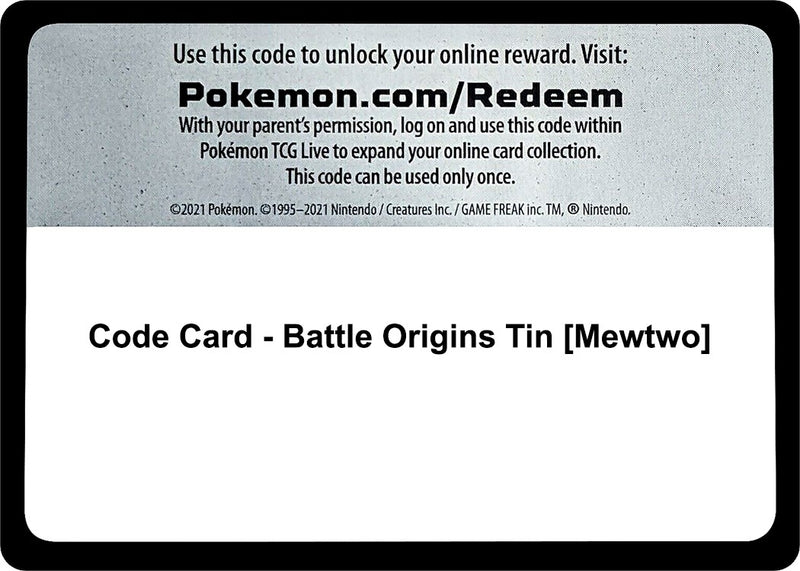 Image for Code Card - Battle Origins Tin [Mewtwo] (World Championship Decks) - Pokemon