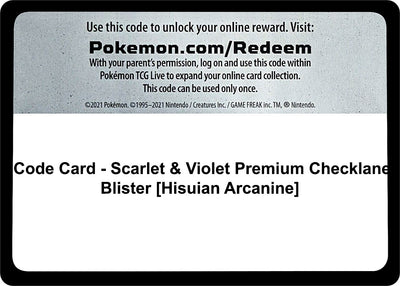 Code Card - Scarlet & Violet Premium Checklane Blister [Hisuian Arcanine] (SV01: Scarlet & Violet Base Set)