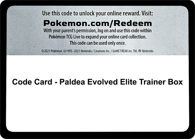 Image for Code Card - Paldea Evolved Elite Trainer Box (SV02: Paldea Evolved) - Pokemon