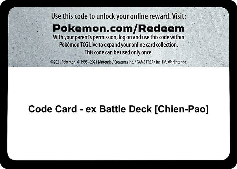 Image for Code Card - ex Battle Deck [Chien-Pao] - Pokemon