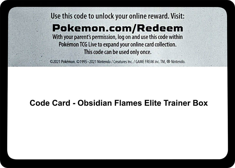 Image for Code Card - Obsidian Flames Elite Trainer Box (SV03: Obsidian Flames) - Pokemon