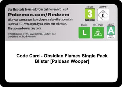 Code Card - Obsidian Flames Single Pack Blister [Paldean Wooper] (SV03: Obsidian Flames)