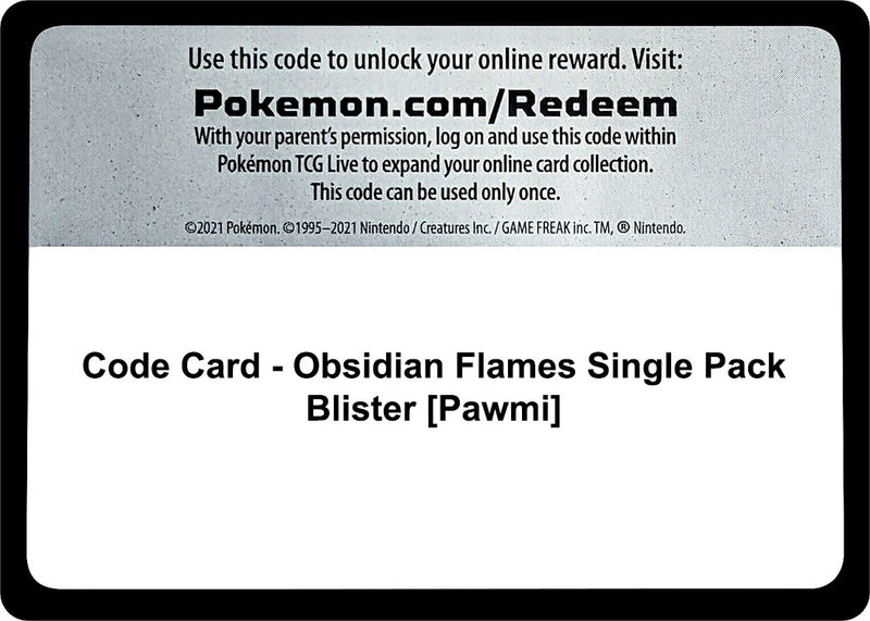 Image for Code Card - Obsidian Flames Single Pack Blister [Pawmi] (SV03: Obsidian Flames) - Pokemon