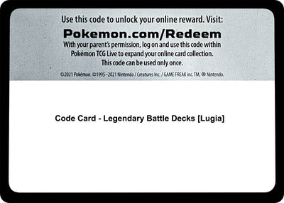 Code Card - Legendary Battle Decks [Lugia] (SM - Guardians Rising)