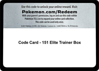 Code Card - 151 Elite Trainer Box (SV: Scarlet & Violet 151)