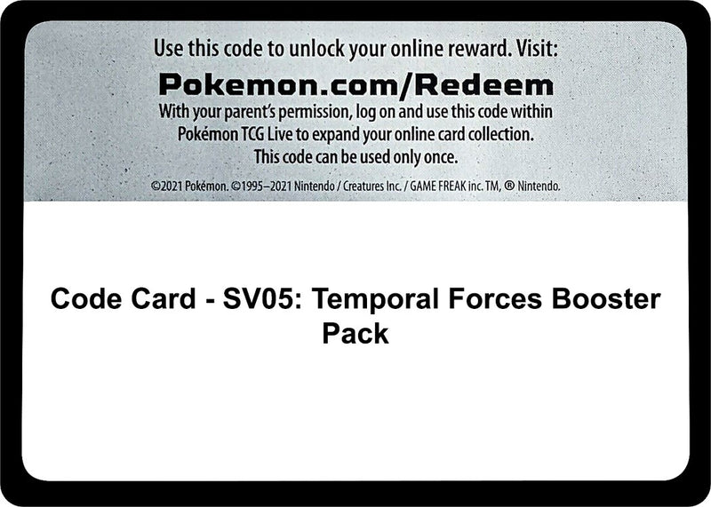 Image for Code Card - SV05: Temporal Forces Booster Pack (SV05: Temporal Forces) - Pokemon