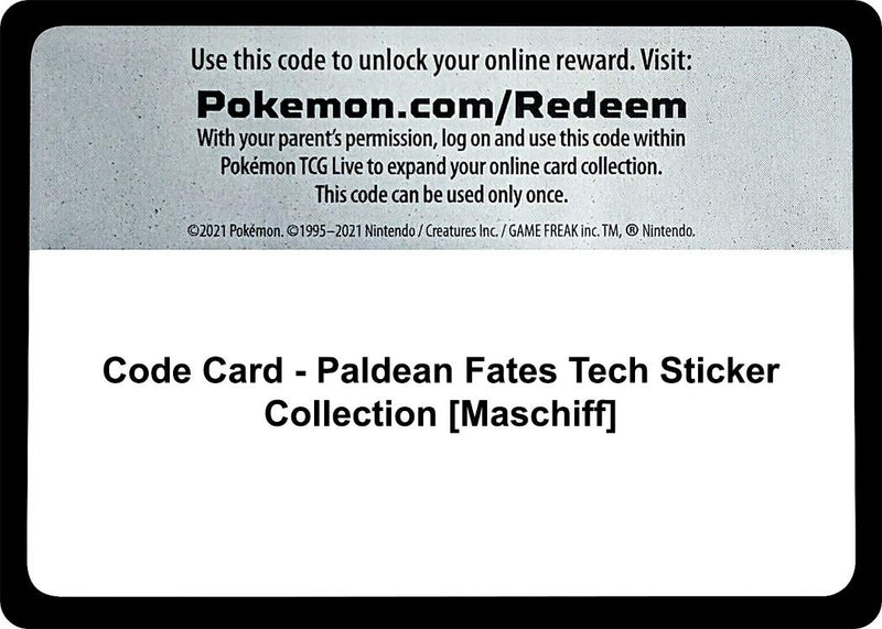 Image for Code Card - Paldean Fates Tech Sticker Collection [Maschiff] (SV: Paldean Fates) - Pokemon