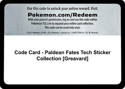 Code Card - Paldean Fates Tech Sticker Collection [Greavard] (SV: Paldean Fates)