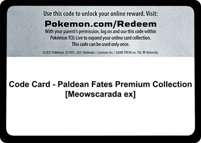 Code Card - Paldean Fates Premium Collection [Meowscarada ex] (SV: Paldean Fates)