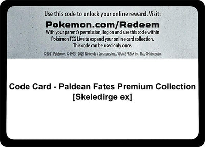 Code Card - Paldean Fates Premium Collection [Skeledirge ex] (SV: Paldean Fates)