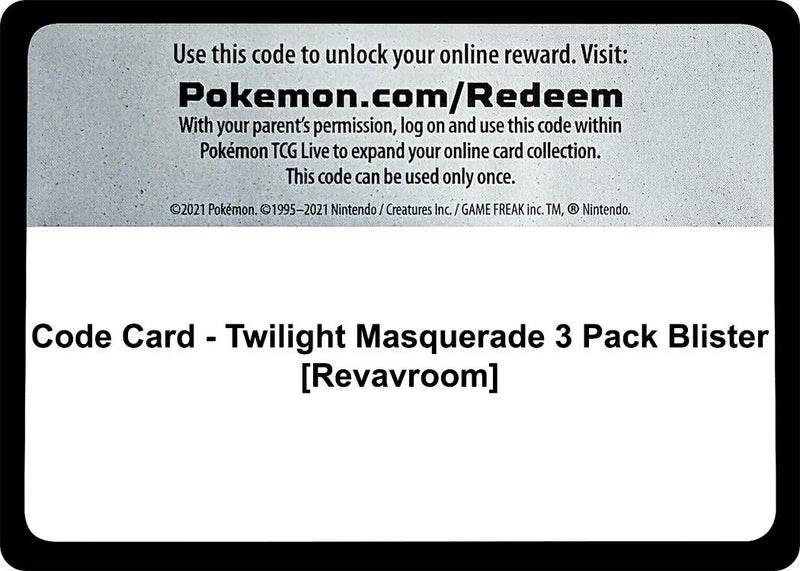 Image for Code Card - Twilight Masquerade 3 Pack Blister [Revavroom] (SV06: Twilight Masquerade) - Pokemon