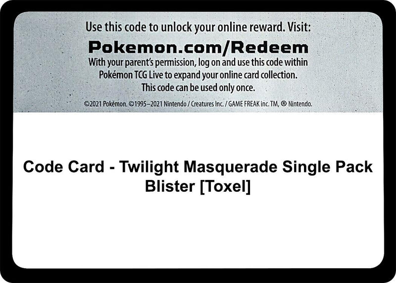 Image for Code Card - Twilight Masquerade Single Pack Blister [Toxel] (SV06: Twilight Masquerade) - Pokemon