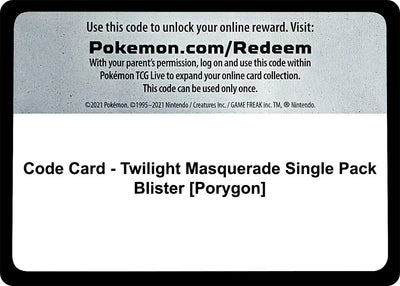 Code Card - Twilight Masquerade Single Pack Blister [Porygon] (SV06: Twilight Masquerade)