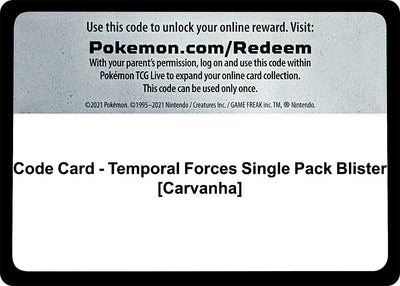 Code Card - Temporal Forces Single Pack Blister [Carvanha] (SV05: Temporal Forces)