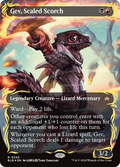 Gev, Scaled Scorch (Borderless) (Raised Foil) [Bloomburrow]