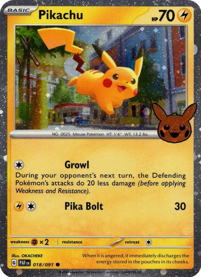 Pikachu (018/091) (Cosmos Holo) [Trick or Trade 2024]
