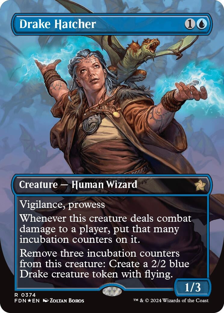 Drake Hatcher (Borderless) (Mana Foil) [Foundations]