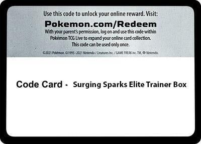 Image for Code Card - Surging Spark Elite Trainer Box (SV08: Surging Sparks) - Pokemon